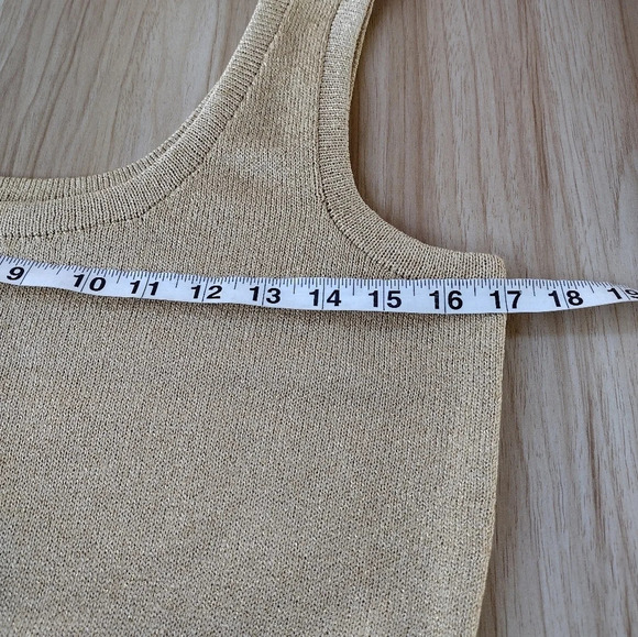 St John Metallic Cropped Tank Top Gold Tan size P - Picture 5 of 8